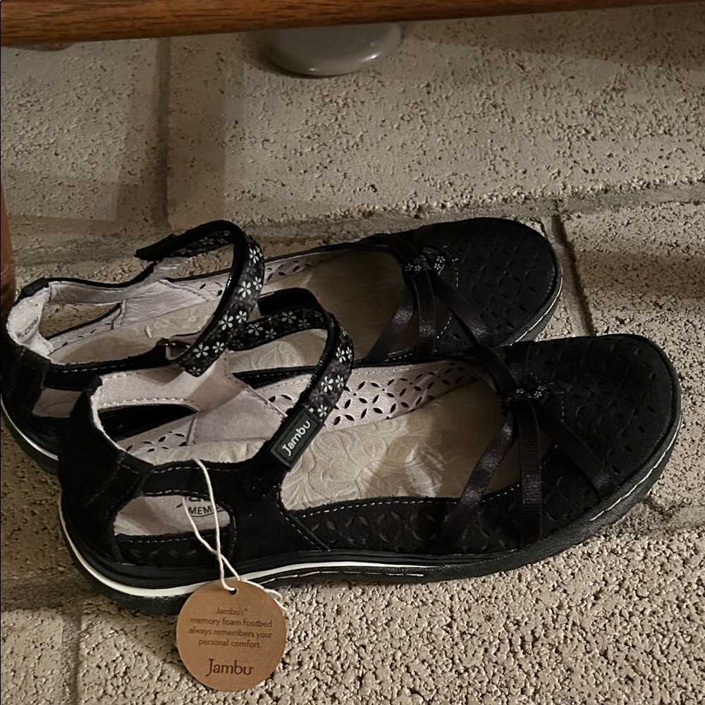 Jambu Black Women's Strappy Mary Jane Sandals